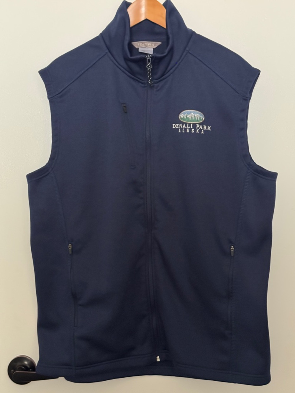 Ouray Sportswear Men's Embroidered DENALI PARK ALASKA Softshell Blue Vest ~ 2XL